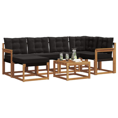 Set di divani da esterno con cuscino 7 pcs Naturale e Nero