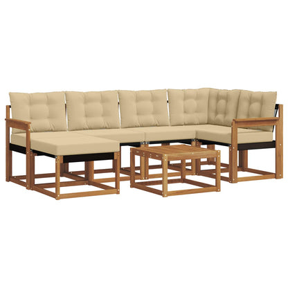 Set di divani da esterno con cuscino 7 pcs Naturale e Beige | homemem39