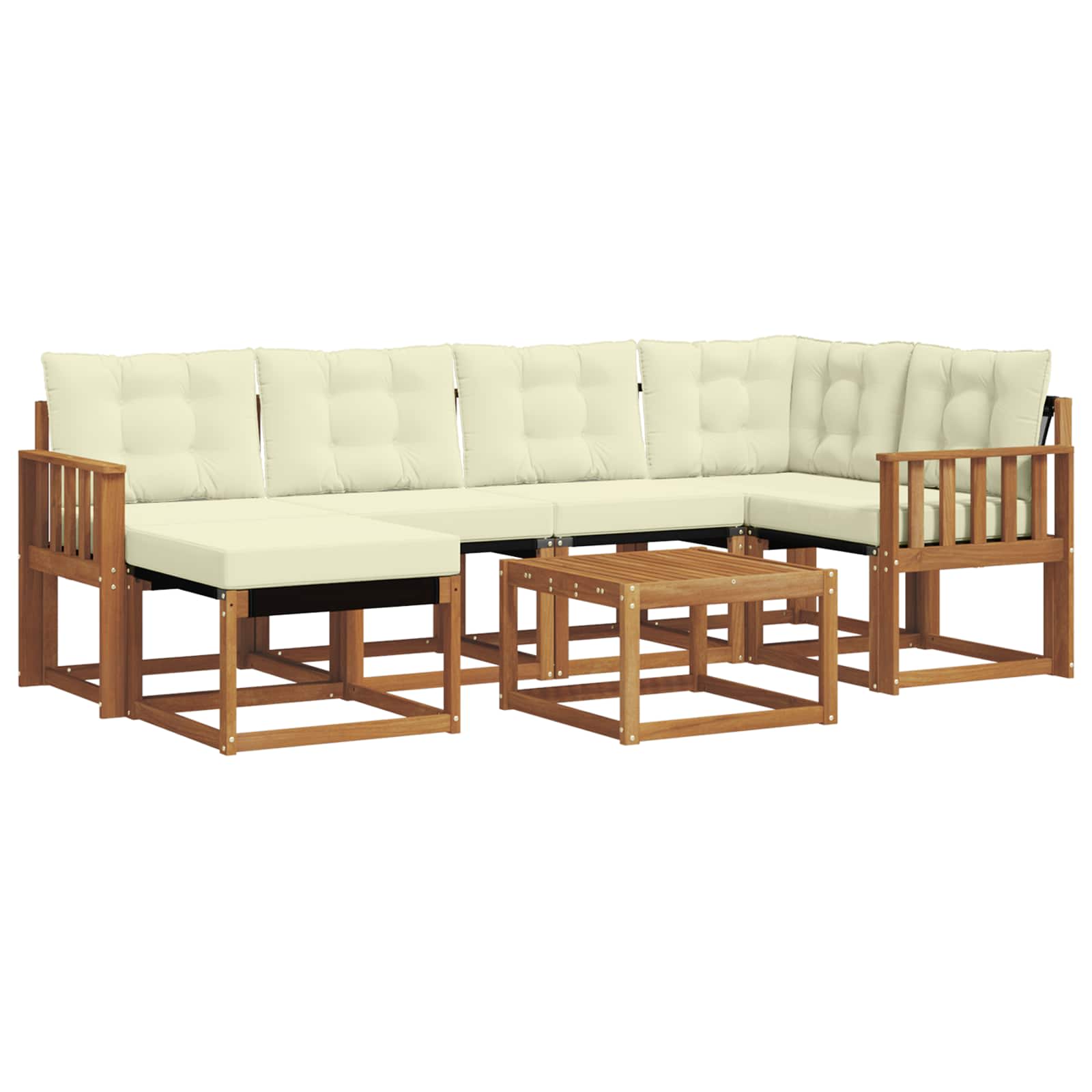 Set di divani da esterno con cuscino 7 pcs Naturale e Crema | homemem39
