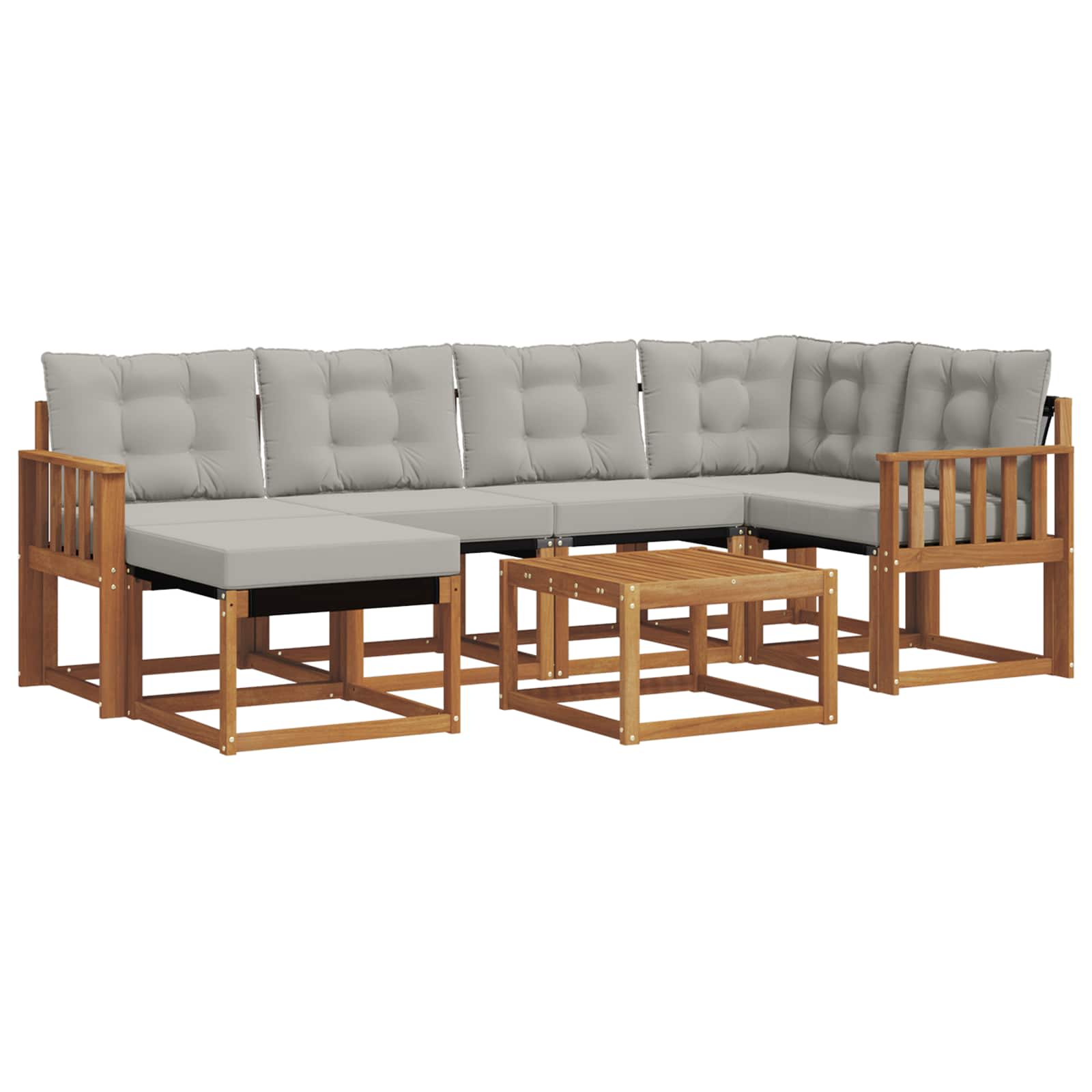 Set di divani da esterno 7 pcs Grigio Naturale e Chiaro | homemem39