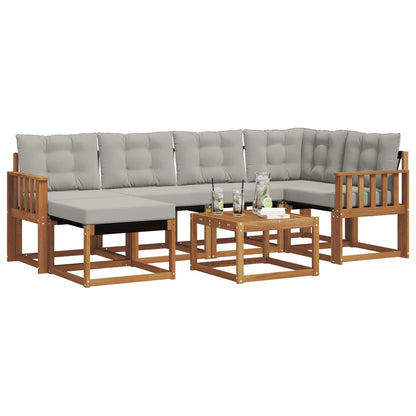 Set di divani da esterno 7 pcs Grigio Naturale e Chiaro | homemem39