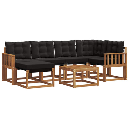 Set di divani da esterno con cuscino 7 pcs Naturale e Nero