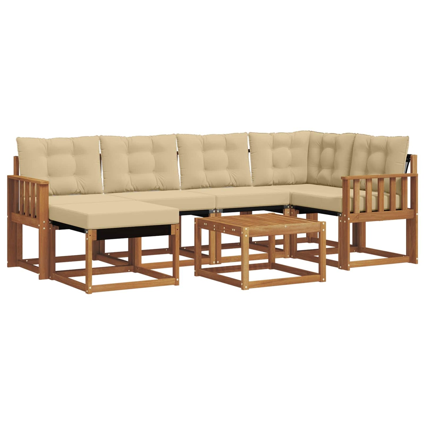 Set di divani da esterno con cuscino 7 pcs Naturale e Beige | homemem39