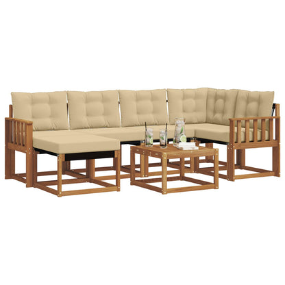 Set di divani da esterno con cuscino 7 pcs Naturale e Beige