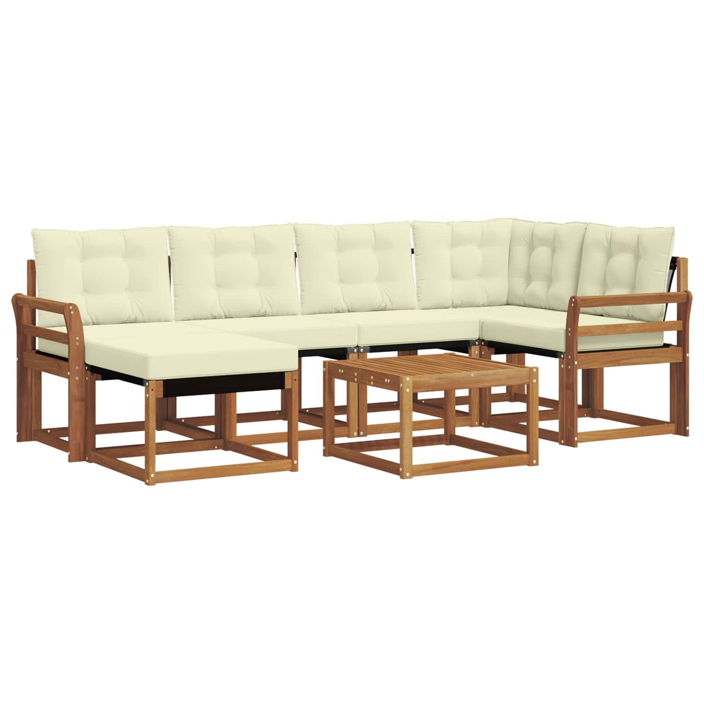 Set di divani da esterno con cuscino 7 pcs Naturale e Crema