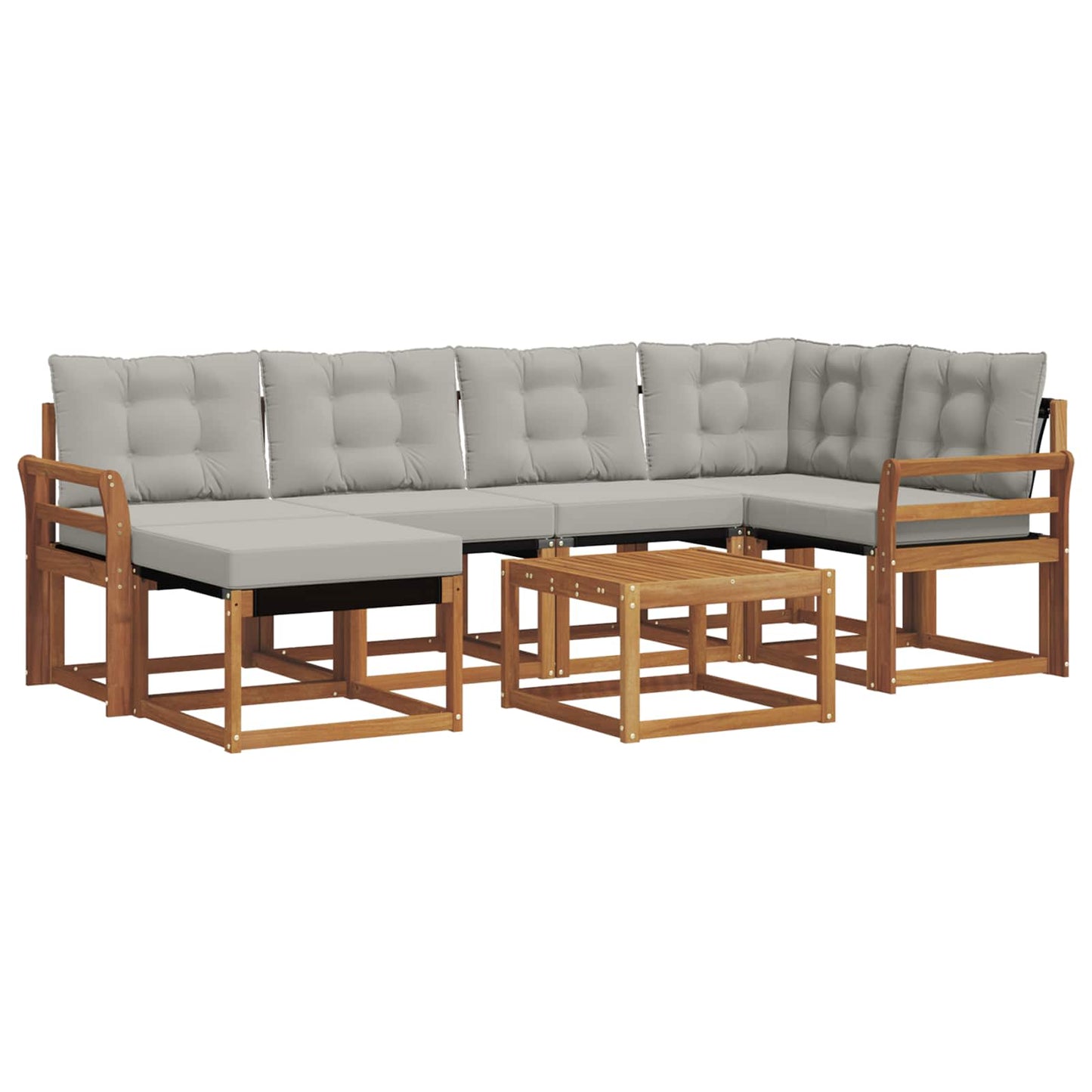 Set di divani da esterno 7 pcs Grigio Naturale e Chiaro | homemem39