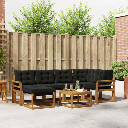 Set di divani da esterno con cuscino 7 pcs Naturale e Nero | homemem39