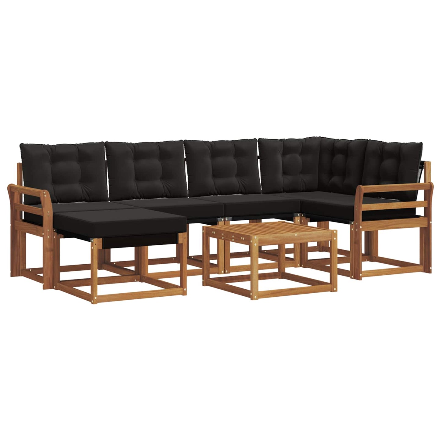 Set di divani da esterno con cuscino 7 pcs Naturale e Nero | homemem39