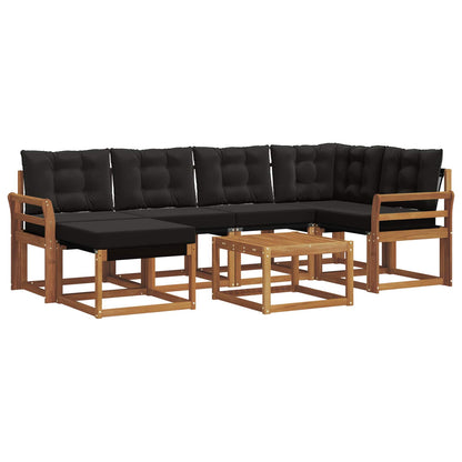 Set di divani da esterno con cuscino 7 pcs Naturale e Nero