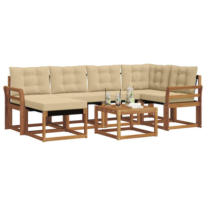 Set di divani da esterno con cuscino 7 pcs Naturale e Beige | homemem39