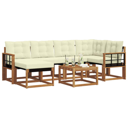 Set di divani da esterno con cuscino 7 pcs Naturale e Crema | homemem39