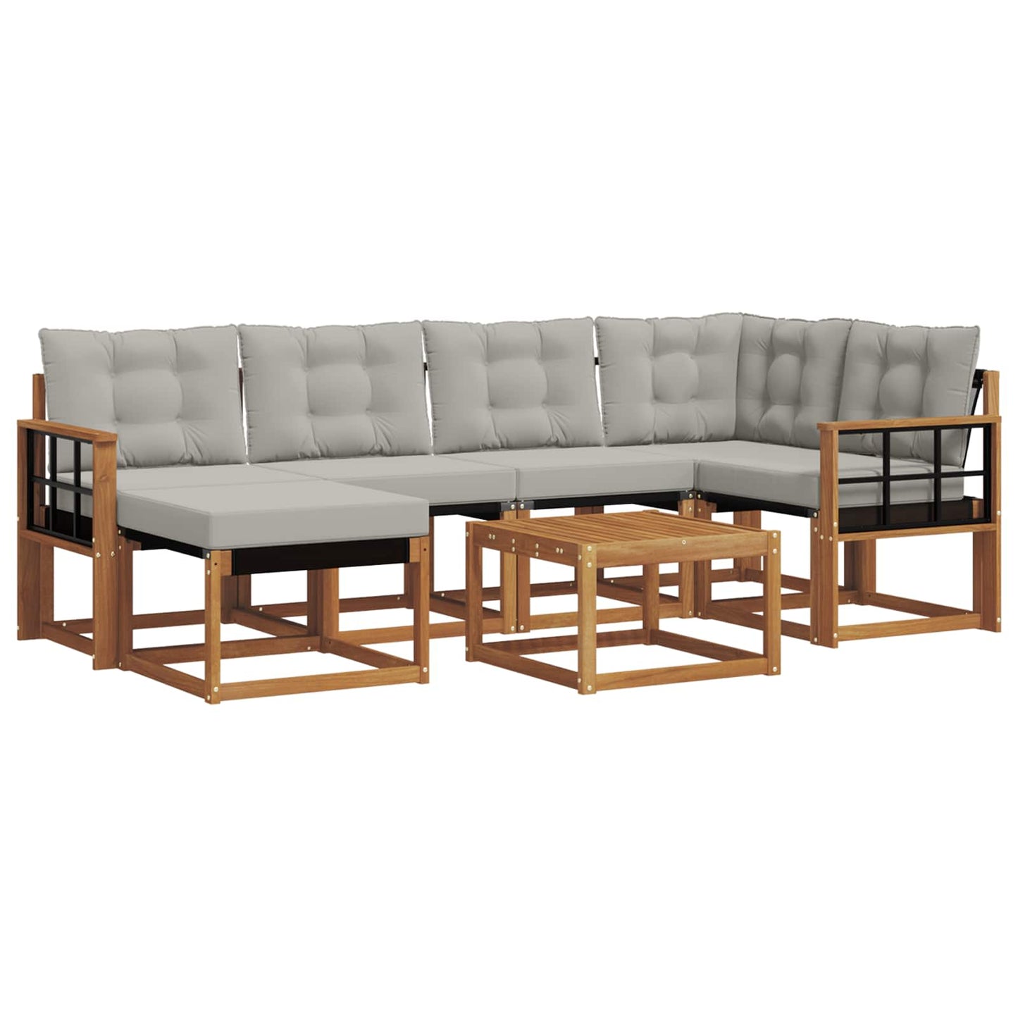 Set di divani da esterno 7 pcs Grigio Naturale e Chiaro | homemem39