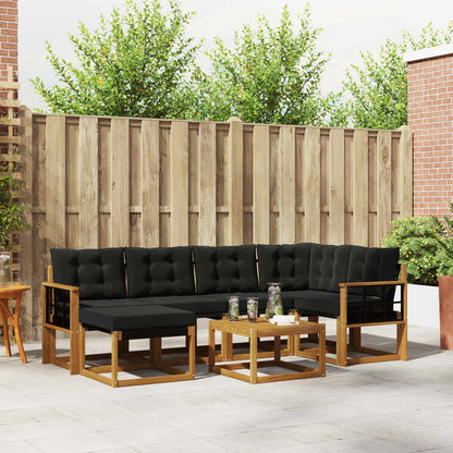 Set di divani da esterno con cuscino 7 pcs Naturale e Nero | homemem39