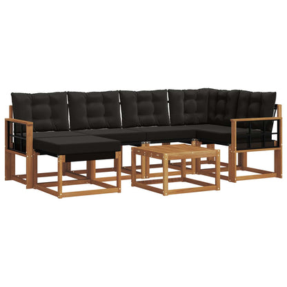 Set di divani da esterno con cuscino 7 pcs Naturale e Nero | homemem39