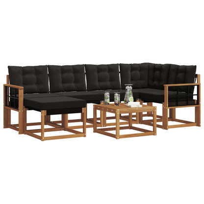 Set di divani da esterno con cuscino 7 pcs Naturale e Nero | homemem39