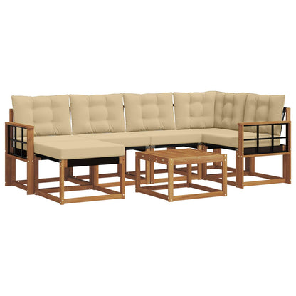 Set di divani da esterno con cuscino 7 pcs Naturale e Beige