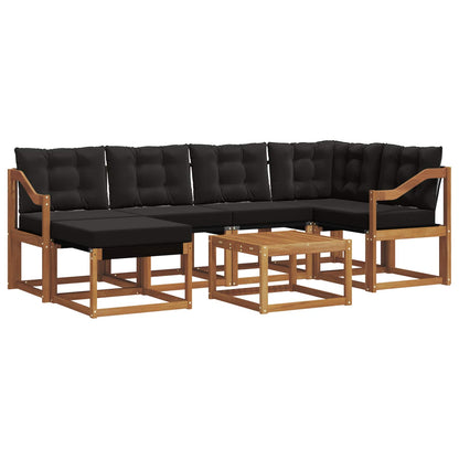 Set di divani da esterno con cuscino 7 pcs Naturale e Nero | homemem39
