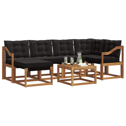 Set di divani da esterno con cuscino 7 pcs Naturale e Nero | homemem39