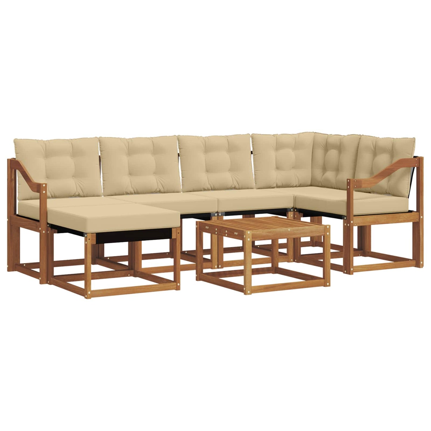 Set di divani da esterno con cuscino 7 pcs Naturale e Beige | homemem39