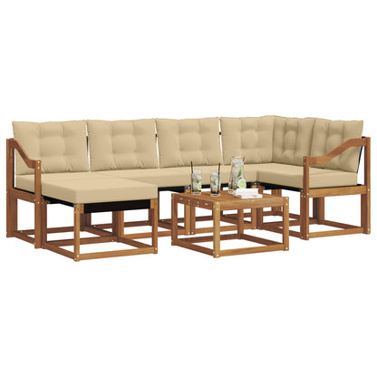 Set di divani da esterno con cuscino 7 pcs Naturale e Beige | homemem39