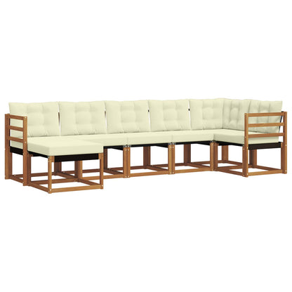 Set di divani da esterno con cuscino 7 pcs Naturale e Crema | homemem39