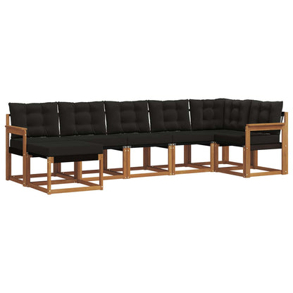 Set di divani da esterno con cuscino 7 pcs Naturale e Nero
