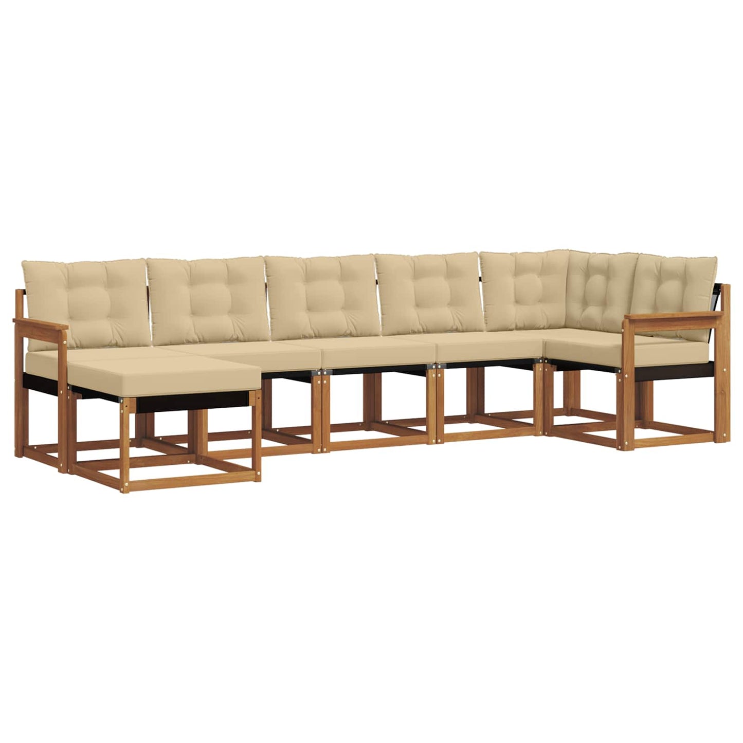 Set di divani da esterno con cuscino 7 pcs Naturale e Beige