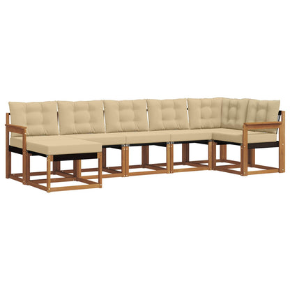 Set di divani da esterno con cuscino 7 pcs Naturale e Beige