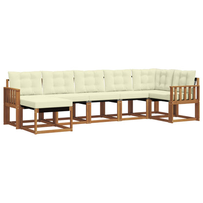 Set di divani da esterno con cuscino 7 pcs Naturale e Crema