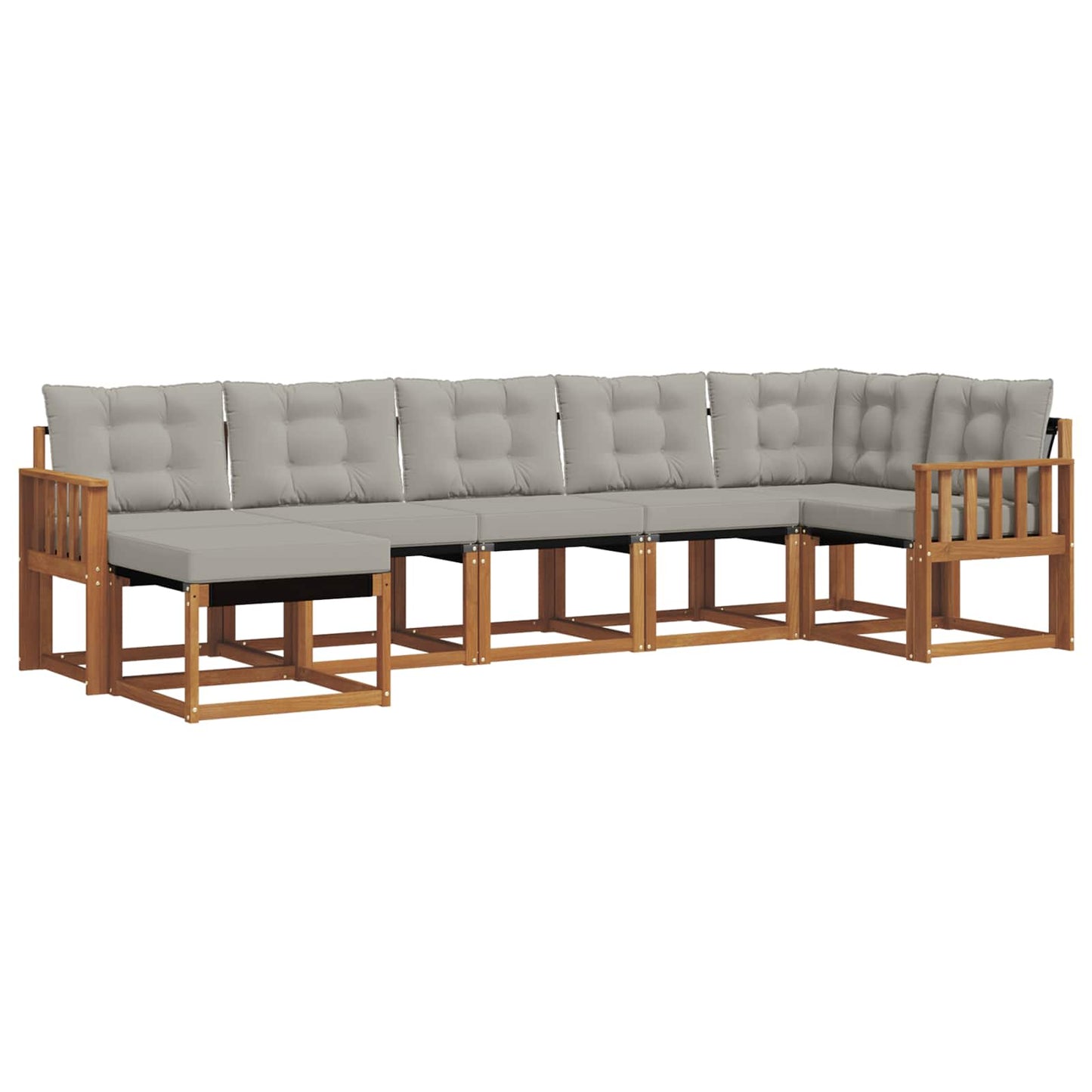 Set di divani da esterno 7 pcs Grigio Naturale e Chiaro | homemem39