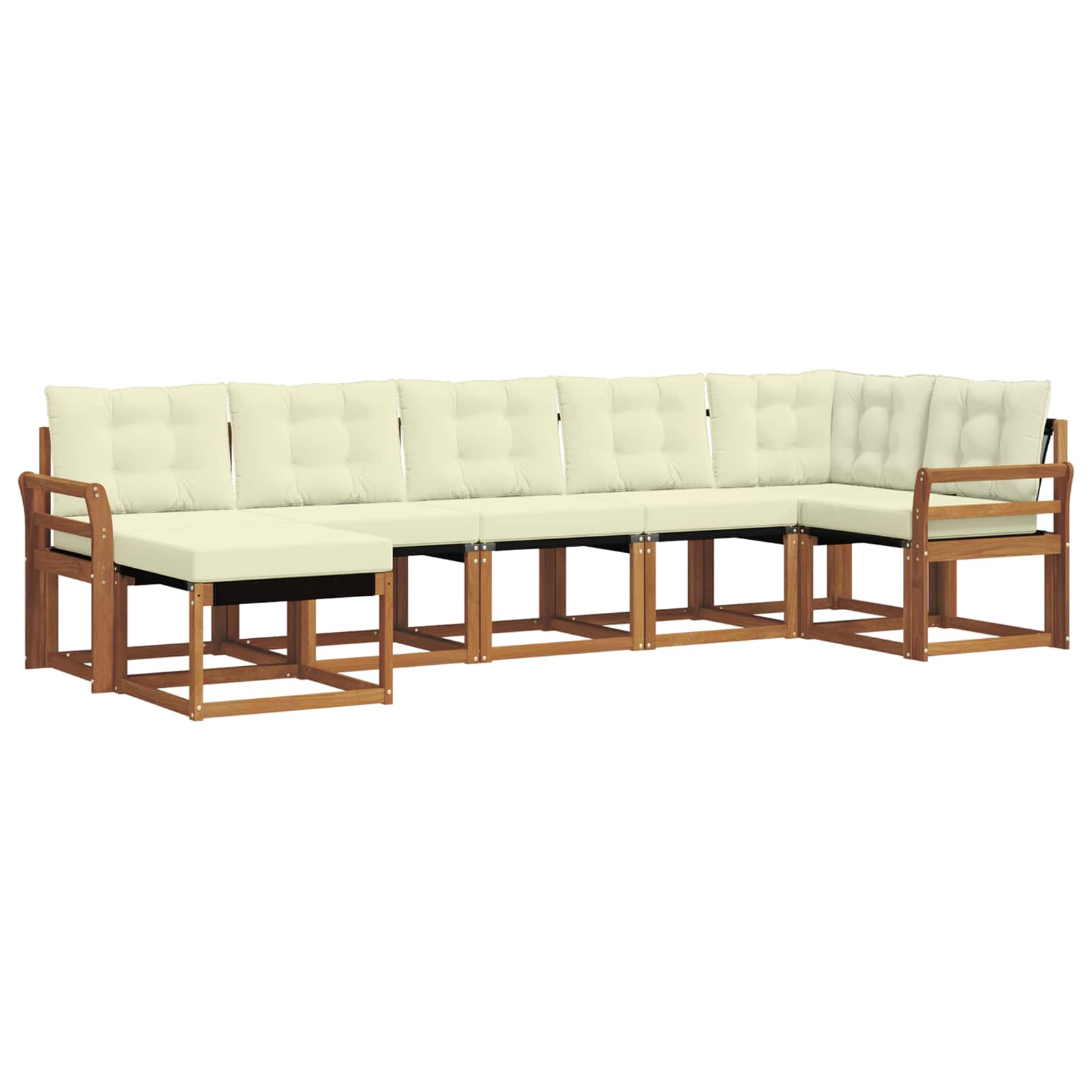 Set di divani da esterno con cuscino 7 pcs Naturale e Crema | homemem39