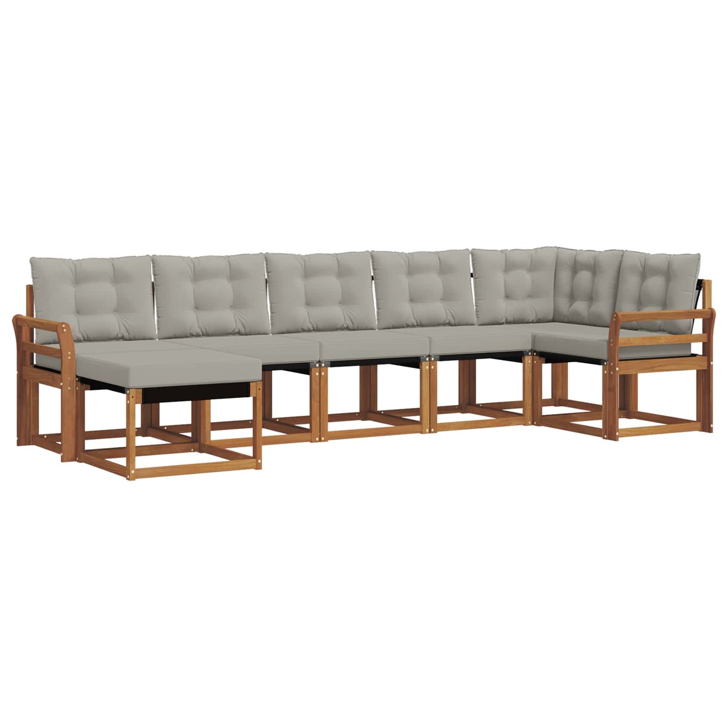 Set di divani da esterno 7 pcs Grigio Naturale e Chiaro
