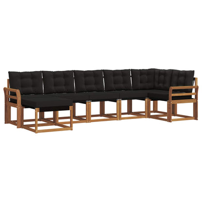Set di divani da esterno con cuscino 7 pcs Naturale e Nero