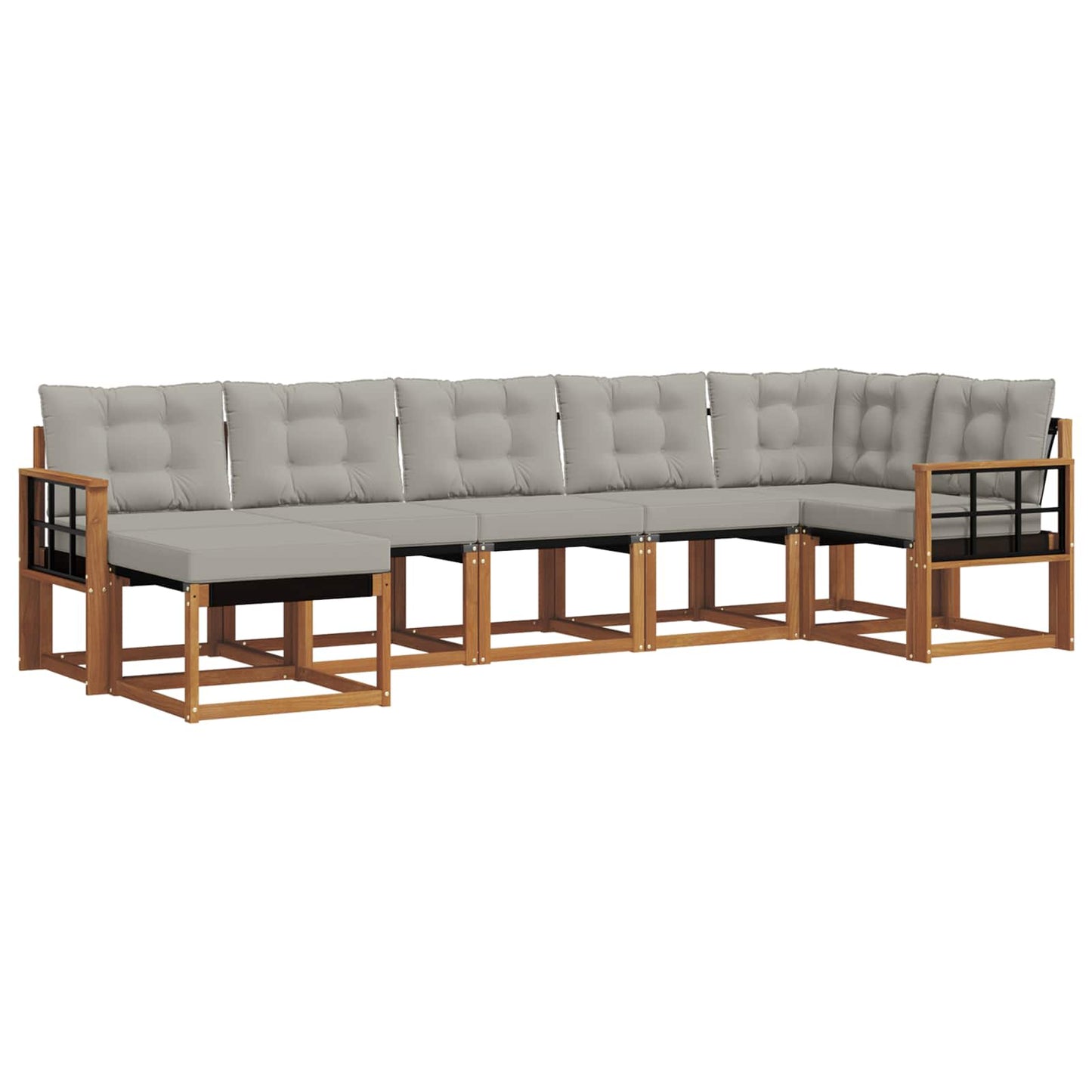 Set di divani da esterno 7 pcs Grigio Naturale e Chiaro | homemem39