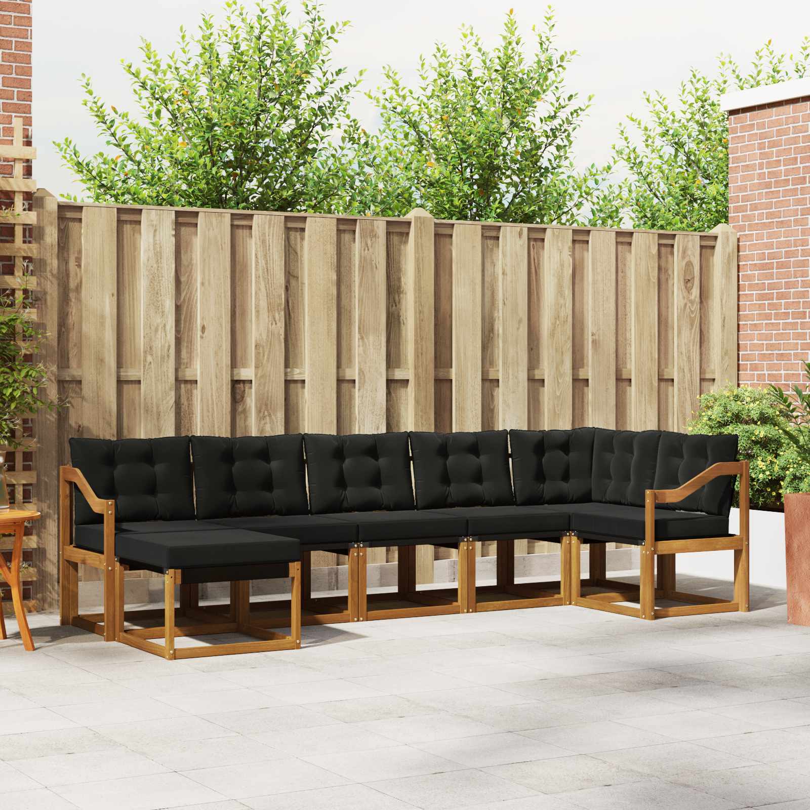 Set di divani da esterno con cuscino 7 pcs Naturale e Nero | homemem39