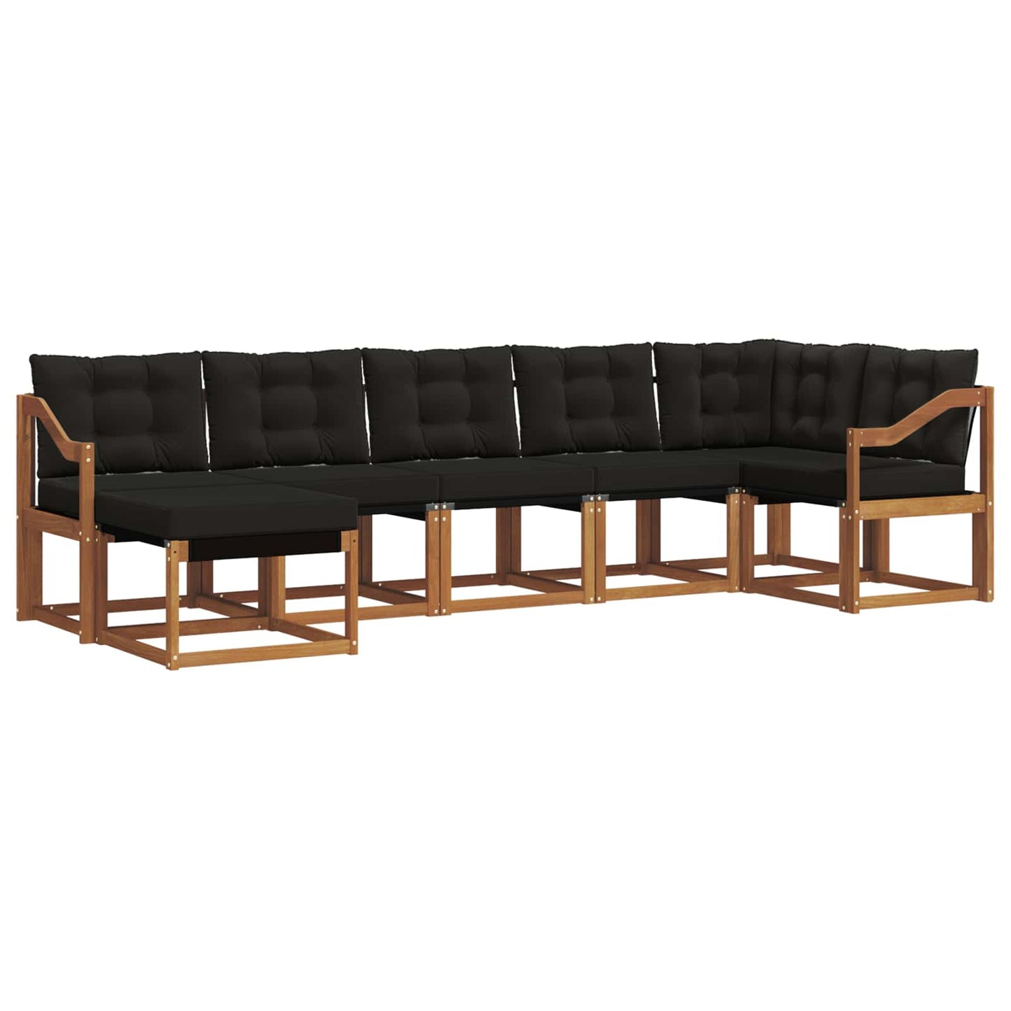 Set di divani da esterno con cuscino 7 pcs Naturale e Nero | homemem39