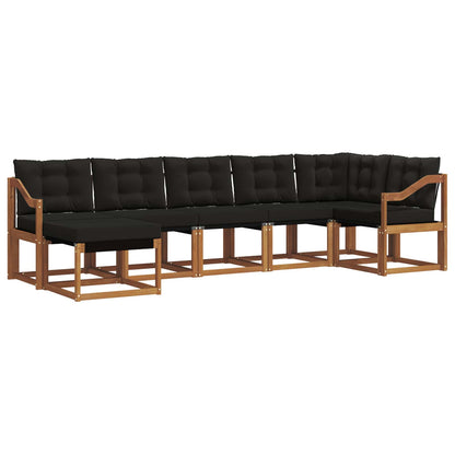 Set di divani da esterno con cuscino 7 pcs Naturale e Nero
