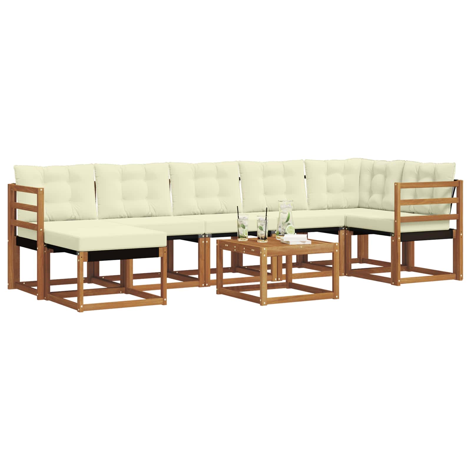 Set di divani da esterno con cuscino 8 pcs Naturale e Crema | homemem39