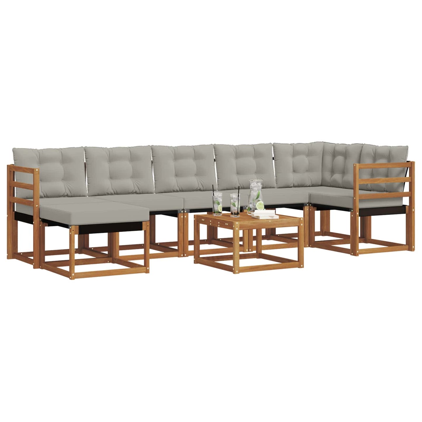 Set di divani da esterno 8 pcs Grigio Naturale e Chiaro | homemem39