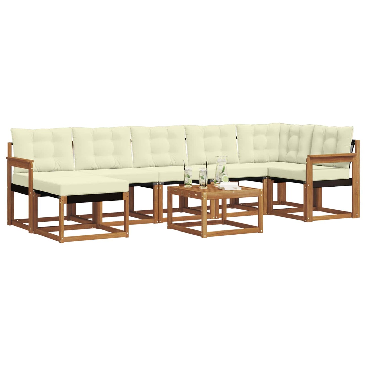Set di divani da esterno con cuscino 8 pcs Naturale e Crema | homemem39