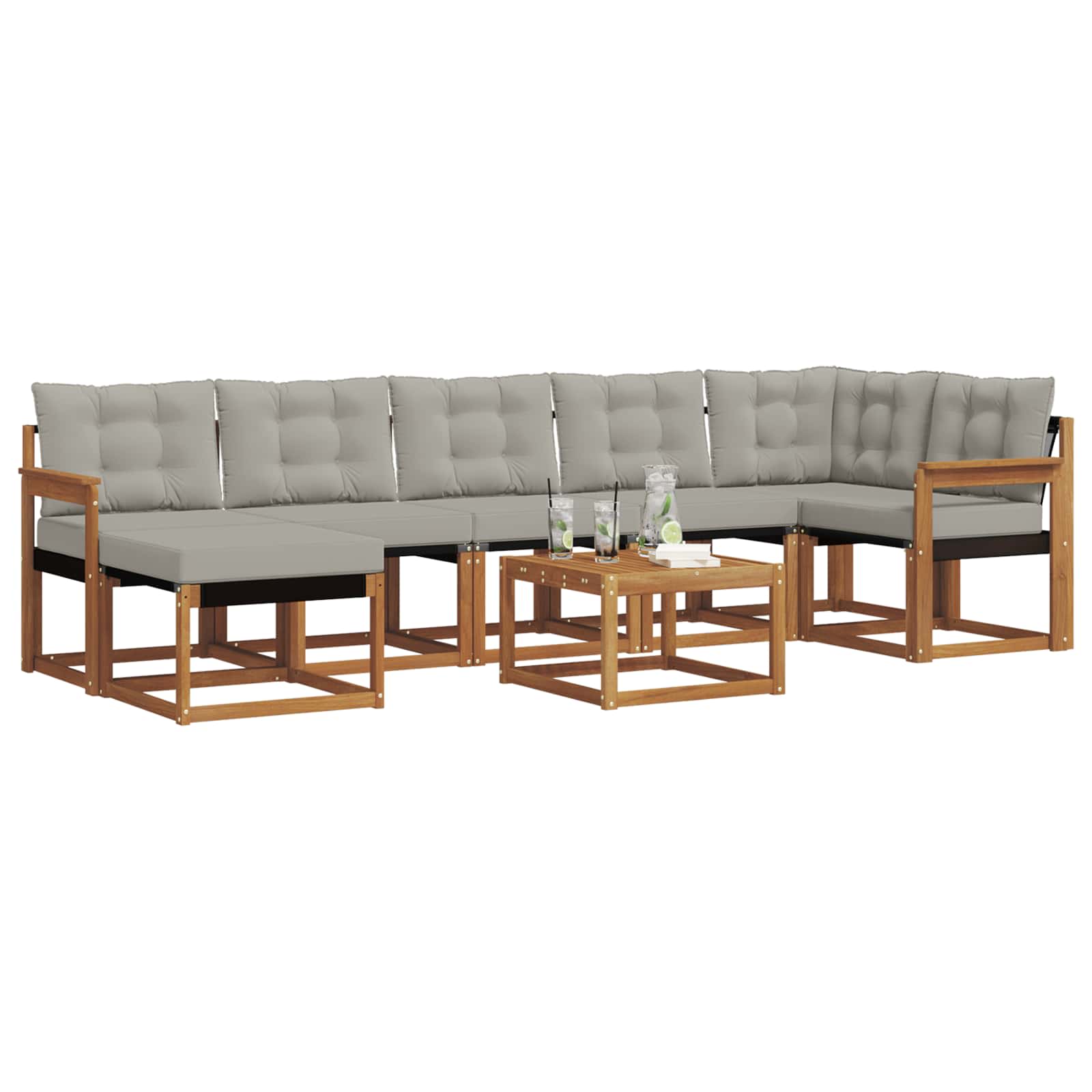 Set di divani da esterno 8 pcs Grigio Naturale e Chiaro | homemem39