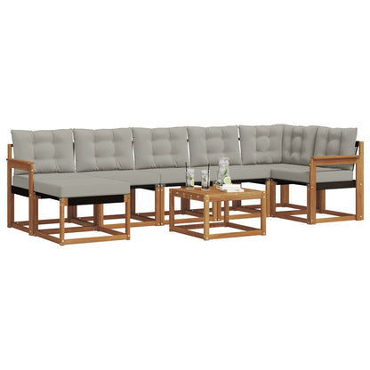 Set di divani da esterno 8 pcs Grigio Naturale e Chiaro