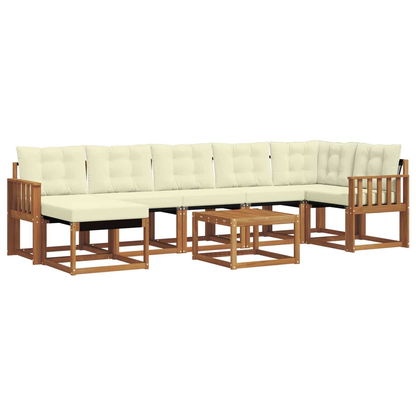 Set di divani da esterno con cuscino 8 pcs Naturale e Crema