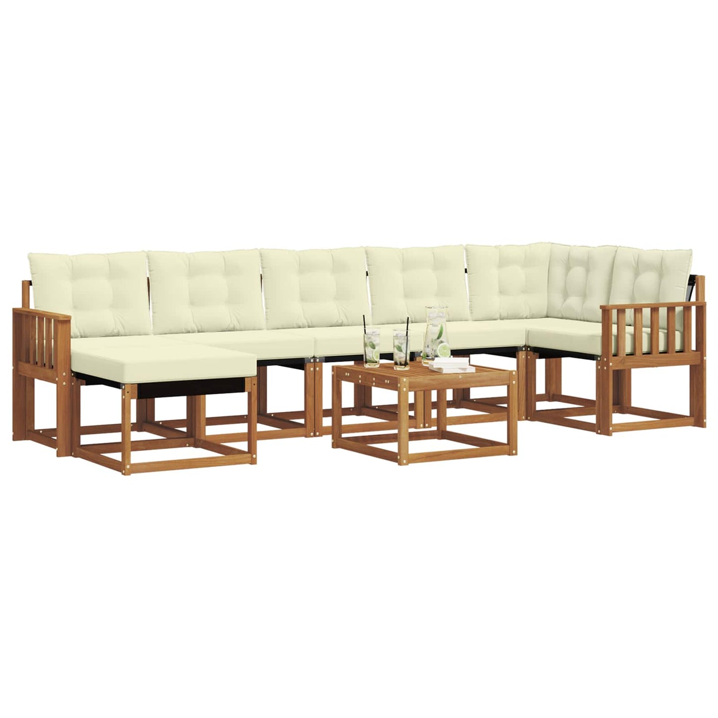 Set di divani da esterno con cuscino 8 pcs Naturale e Crema | homemem39