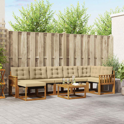 Set di divani da esterno con cuscino 8 pcs Naturale e Beige
