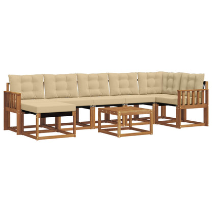 Set di divani da esterno con cuscino 8 pcs Naturale e Beige