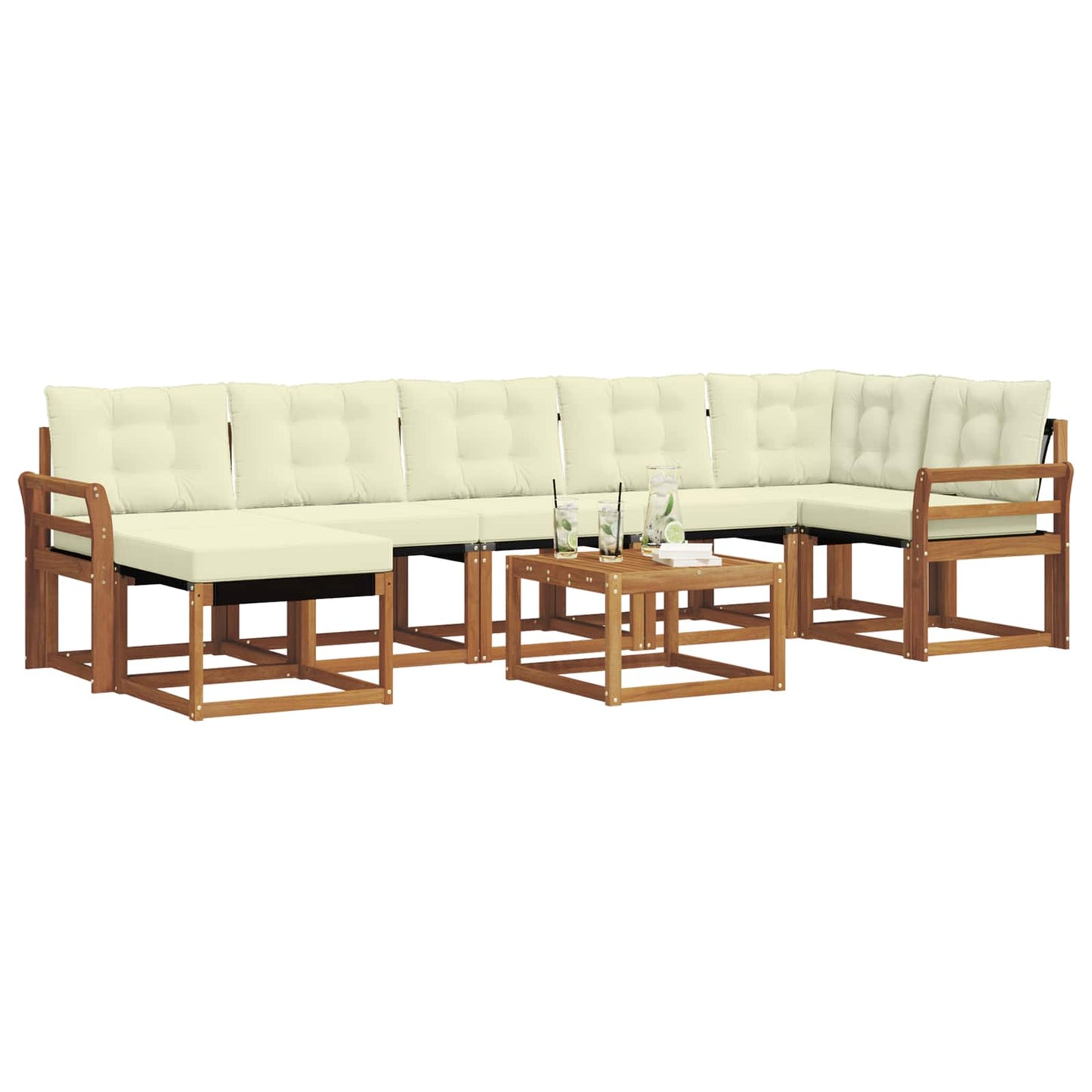 Set di divani da esterno con cuscino 8 pcs Naturale e Crema | homemem39
