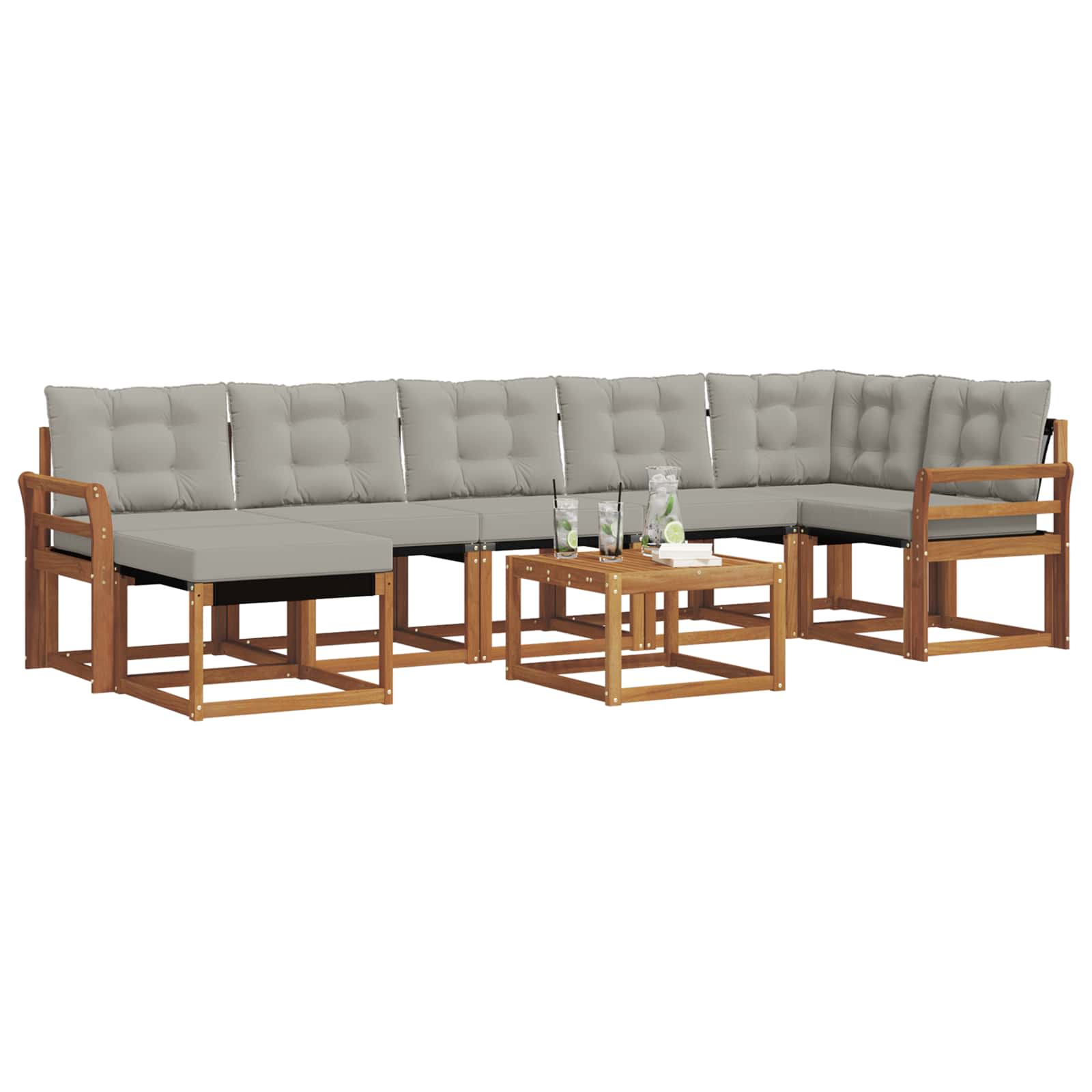 Set di divani da esterno 8 pcs Grigio Naturale e Chiaro | homemem39