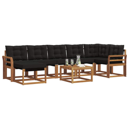 Set di divani da esterno con cuscino 8 pcs Naturale e Nero | homemem39