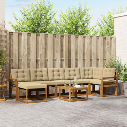 Set di divani da esterno con cuscino 8 pcs Naturale e Beige